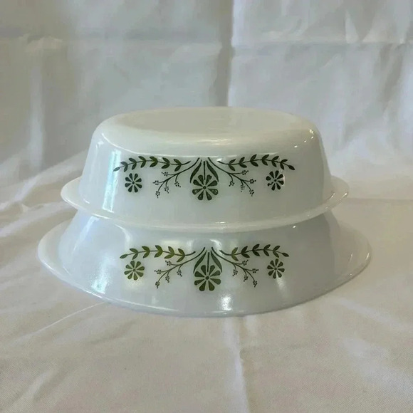 2 - Glasbake 1970s Casserole Dishes Green Daisy Milk Glass MCM Kitchen - Picture 11 of 11